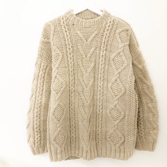 Vintage Aran Fisherman Cable Knit Celtic Sweater - Picture 2 of 6